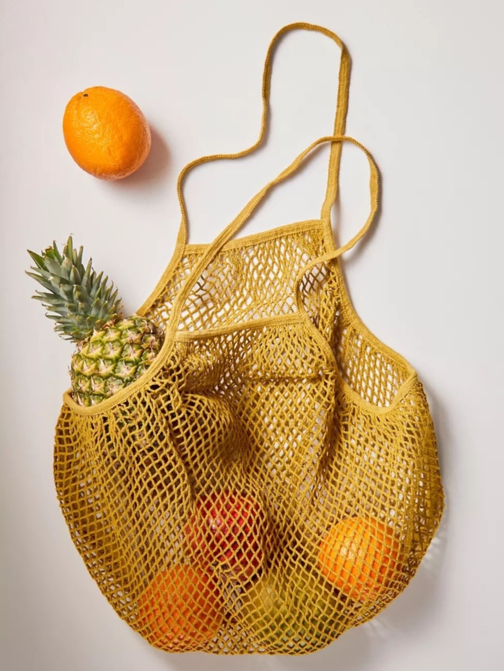 Urban Outfitters Yellow Cotton Mesh To-Go Market Bag Tote.